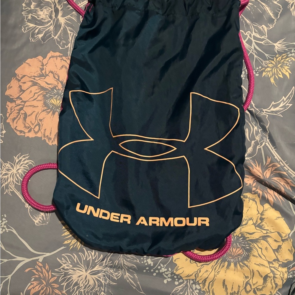 Under Armour Black and Pink Drawstring Bag